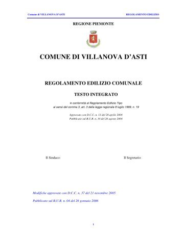 comune di villanova d'asti regolamento edilizio ... - Comuni in Rete