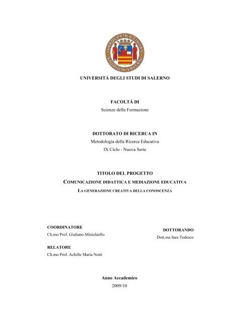 tesi I. Tedesco.pdf - EleA@UniSA - Università degli Studi di Salerno
