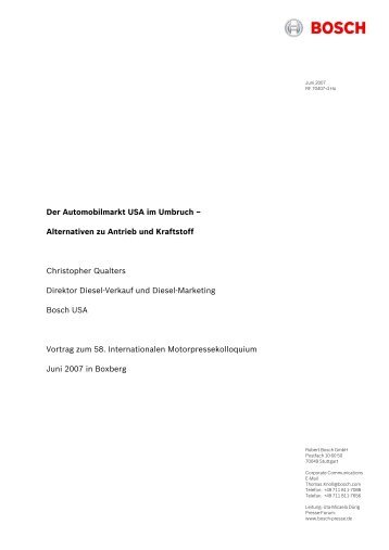 Der Automobilmarkt USA im Umbruch – Alternativen zu Antrieb und ...