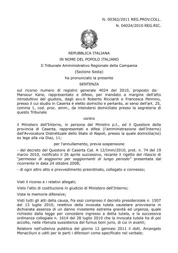 Sentenza del Tar Campania n. 362 del 19