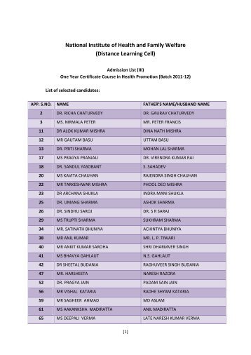 Distance Learning Cell - National Institute of health and family welfare