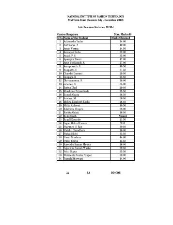 Business Statistics - National Institute of Fashion Technology