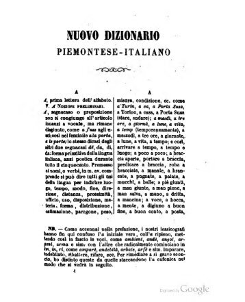 Nuovo dizionario piemontese-italiano ragionato e ... - Piemunteis.it