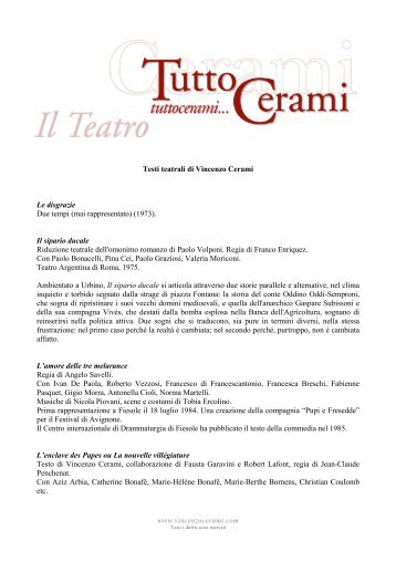 Testi teatrali di Vincenzo Cerami Le disgrazie Due tempi (mai ...