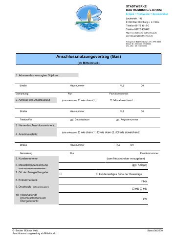 Anschlussnutzungsvertrag (Gas) - Stadtwerke Bad Homburg