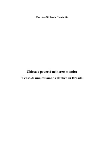 Chiesa e povertà nel terzo mondo: il caso di una missione cattolica ...