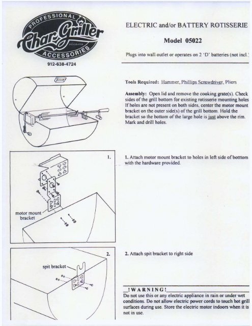 Rotisserie Installation Instructions Char Griller