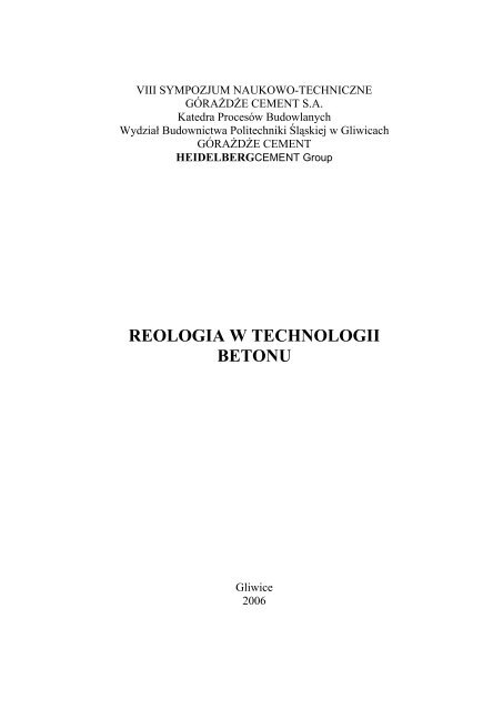 REOLOGIA W TECHNOLOGII BETONU - Katedra Inżynierii ...