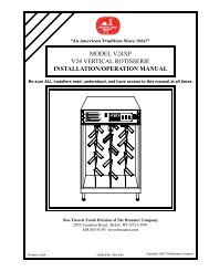 MODEL V24XP V24 VERTICAL ROTISSERIE INSTALLATION ...