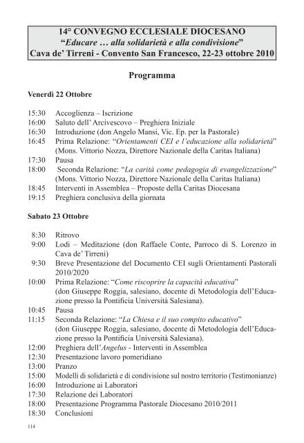 Programma Pastorale 2010 - Amalfi - Cava De' Tirreni