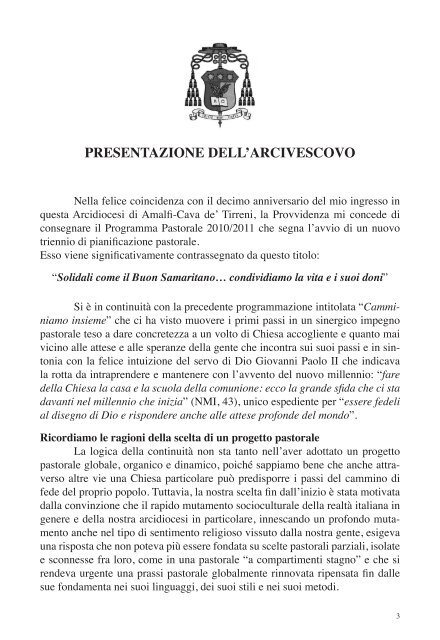 Programma Pastorale 2010 - Amalfi - Cava De' Tirreni