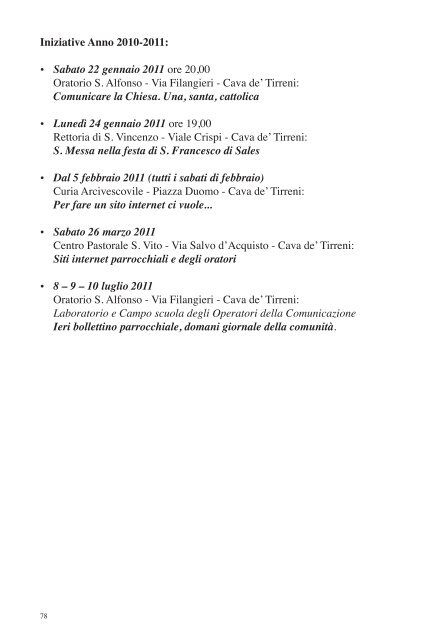 Programma Pastorale 2010 - Amalfi - Cava De' Tirreni