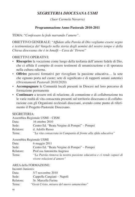 Programma Pastorale 2010 - Amalfi - Cava De' Tirreni