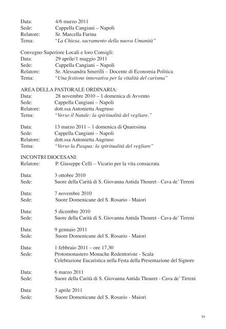 Programma Pastorale 2010 - Amalfi - Cava De' Tirreni