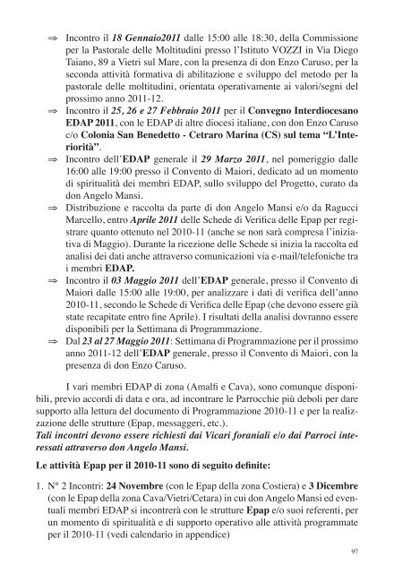 Programma Pastorale 2010 - Amalfi - Cava De' Tirreni