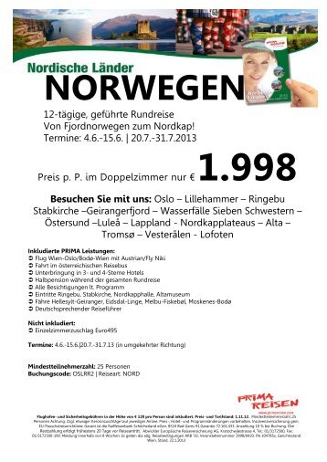 12 Tage geführte Rundreise Norwegen Juni & Juli ... - Komet-Reisen