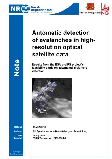 Automatic detection of avalanches in high- resolution optical satellite ...