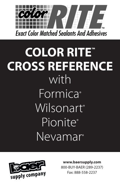Wilsonart Cross Reference Chart