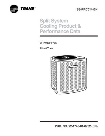 Split System Cooling Product & Performance Data - Climas Trane