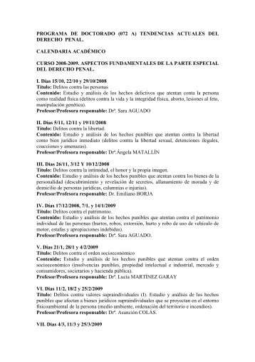 PROGRAMA DE DOCTORADO (072 A) TENDENCIAS ACTUALES ...