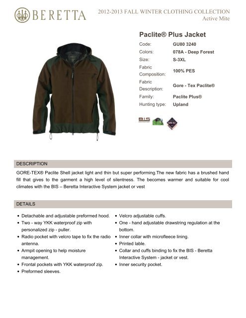 Paclite Plus Jacket Beretta Download