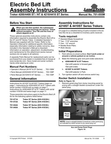 Electric Bed Lift Assembly Instructions - Land Pride