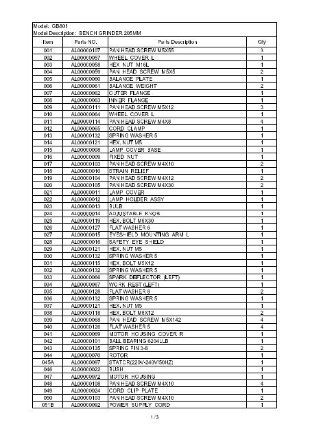 Parts List