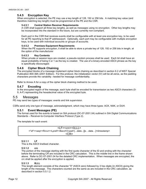 SIA Digital Communication Standard – Internet Protocol Event ...