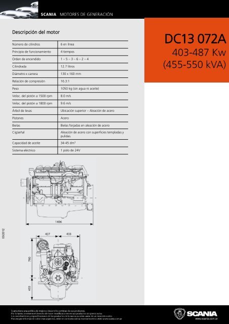 DC13 072A 403-487 Kw - Scania