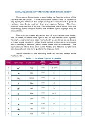 romanization system for modern syriac script - NGA