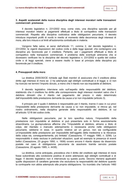 CIRCOLARE N. 15 La nuova disciplina dei ritardi di pagamento ...