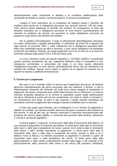 CIRCOLARE N. 15 La nuova disciplina dei ritardi di pagamento ...