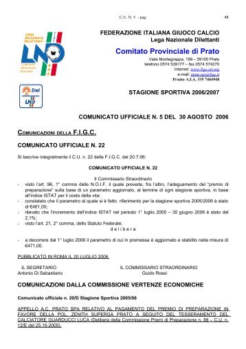 Comitato Provinciale di Prato - Figc - Comitato Regionale Toscana