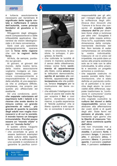 Avis giornale - copertina ottobre 2008 - Avis Ragusa