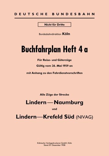 Buchfahrplan Heft 4 a - Krefelder Eisenbahn Gesellschaft