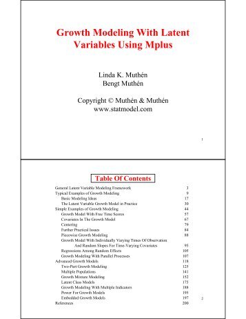 Growth Modeling With Latent Variables Using Mplus - UCLA