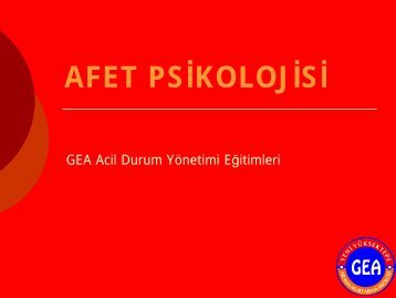 AFET PSİKOLOJİSİ - Acil Durum Yönetimi