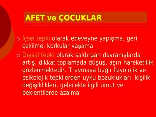 AFET PSİKOLOJİSİ - Acil Durum Yönetimi