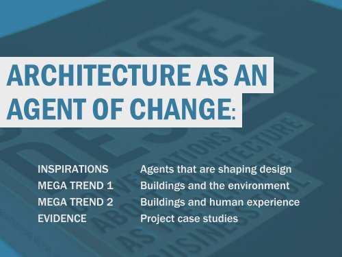 ARCHITECTURE AS AN AGENT OF CHANGE: - Ditjen Cipta Karya