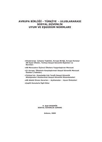 uluslararası sosyal güvenlik uyum ve eşgüdüm normları - Hak-İş ...