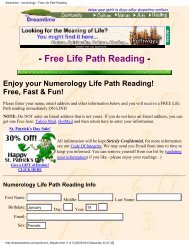 dreamtime - numerology - Free Life Path Reading - Gypsey ...