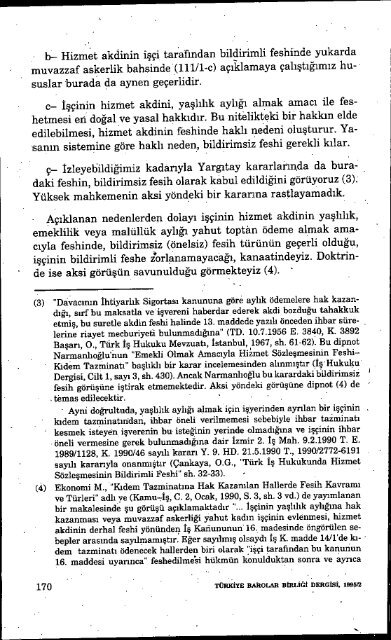 KIDEM TAZMiNATINA HAK KAZANDIRAN BAZI FESİH ...