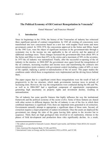 The Political Economy of Oil Contract Renegotiation in ... - Iesa