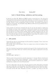 Lab 3: Model fitting, validation and forecasting. 1 AR models