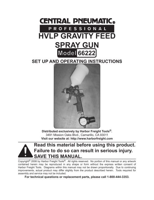 HVLP GraVity Feed SPray Gun Harbor Freight Tools