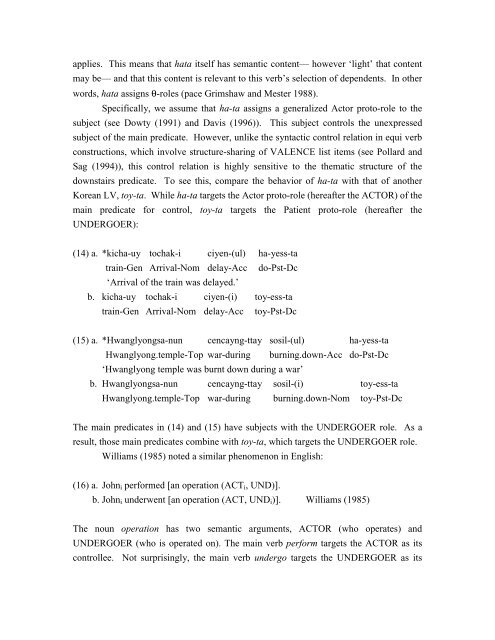 Mixed Categories and Argument Transfer in the Korean Light Verb ...