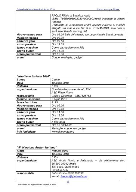 calendario 2010 - Waterpolo Palermo