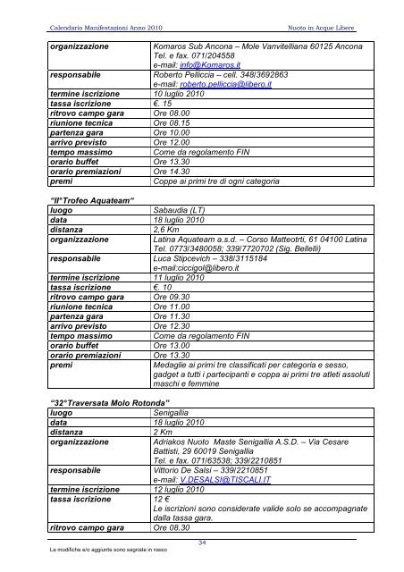 calendario 2010 - Waterpolo Palermo