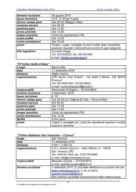 calendario 2010 - Waterpolo Palermo