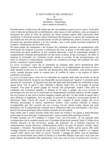 IL TRATTAMENTO DEL CRIMINALE - Marco Cannavicci